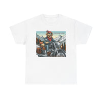 Golden Retriever Motorcycle Adirondacks Unisex 100% Cotton Tee