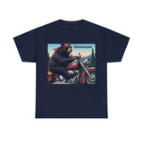Black Bear Riding Motorcycle Adirondacks Unisex 100% Cotton Tee