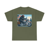 Black Bear Riding Free Motorcycle Unisex 100% Cotton Tee