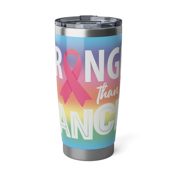 Stronger Than Cancer - Breast Cancer Awareness - 20oz Double-Wall Insulated Stainless Steel Hot or Cold Tumbler
