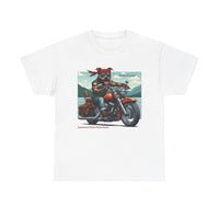 Pittie Riding Motorcycle Adirondacks Unisex 100% Cotton Tee