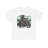 Pittie Riding Motorcycle Adirondacks Unisex 100% Cotton Tee