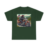 Black Bear Riding Motorcycle Adirondacks Unisex 100% Cotton Tee