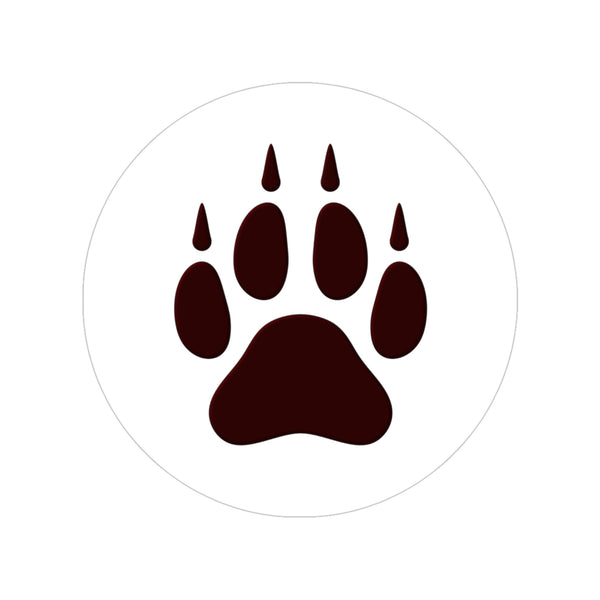 Wolf Paw Maroon Transparent Indoor/Outdoor Sticker, Round, 1pcs