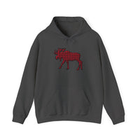 Adirondacks Moose Red and Black Plaid Unisex Gildan Heavy Blend Hooded Sweatshirt