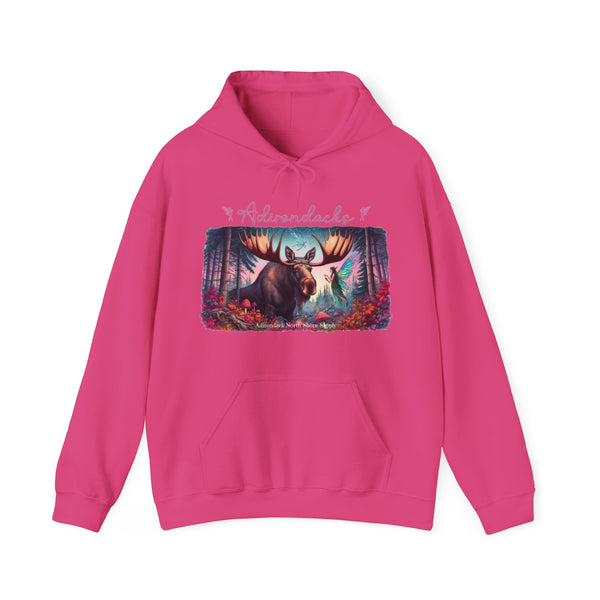 Adirondacks Moose Pink Fairies Unisex Gildan Heavy Blend Hooded Sweatshirt