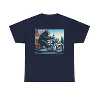 Black Bear Riding Free Motorcycle Unisex 100% Cotton Tee