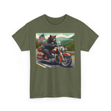 Black Bear Riding Motorcycle Adirondacks Unisex 100% Cotton Tee