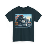 Black Bear Riding Free Motorcycle Unisex 100% Cotton Tee