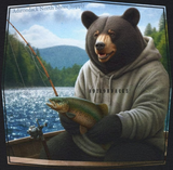 Adirondack Angler Black Bear Fishing Unisex 100% Cotton T-Shirt 🎣