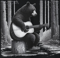 Black Bear Playing Guitar Unisex Ultra 100% Cotton Tee
