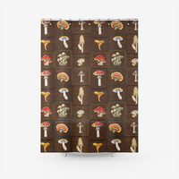 Mushrooms Textured Fabric Shower Curtain